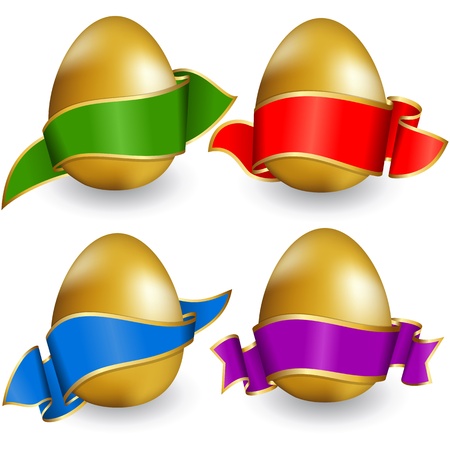 Collection easter egg with ribbon of different colorのイラスト素材