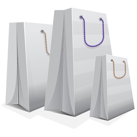Vector white blank shopping bag with brown handleのイラスト素材
