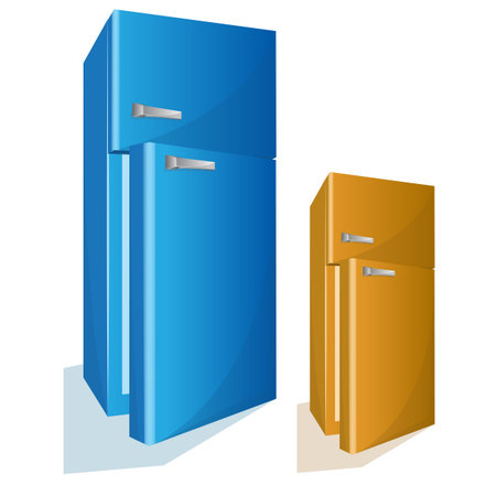 illustration of simple refrigerator with opened doorのイラスト素材