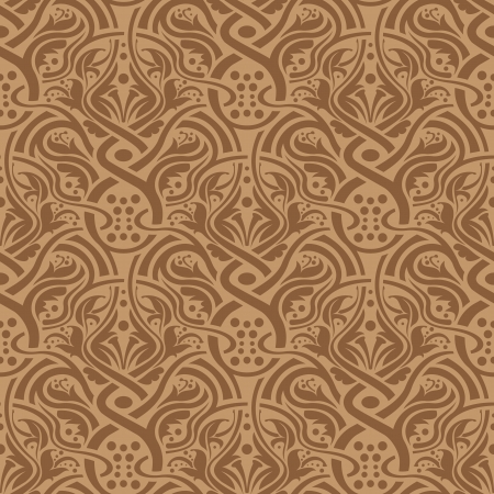 Brown floral seamless wallpaper pattern illustrationのイラスト素材