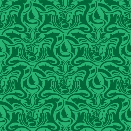 Green floral seamless wallpaper pattern vector illustrationのイラスト素材