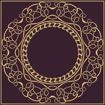 Gold vintage frame with floral ornamental borderのイラスト素材