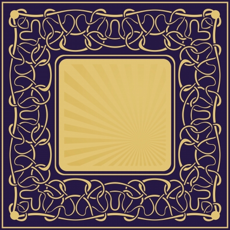 Gold vintage frame with floral ornamental borderのイラスト素材
