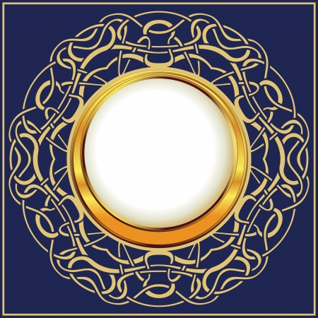 Gold vintage frame with floral ornamental borderのイラスト素材