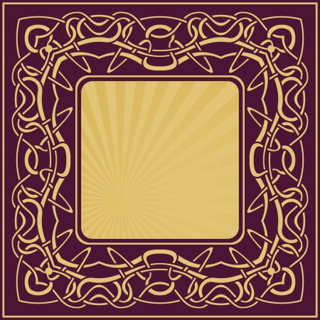 Gold vintage frame with floral ornamental borderのイラスト素材