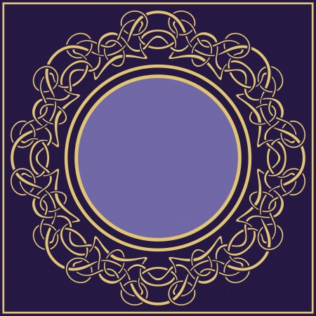 Gold vintage frame with floral ornamental borderのイラスト素材