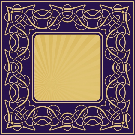 Gold vintage frame with floral ornamental borderのイラスト素材