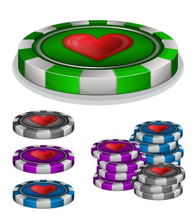 Vector illustration of Casino chips with hearts signのイラスト素材