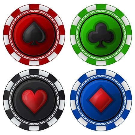 Cards Chips Poker with card suitのイラスト素材