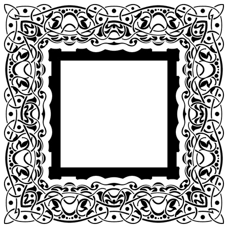 Black frame with ornamental border on white backgroundのイラスト素材