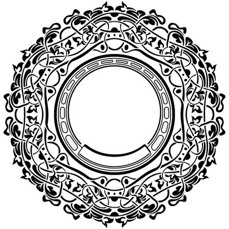 Black frame with ornamental border on white backgroundのイラスト素材