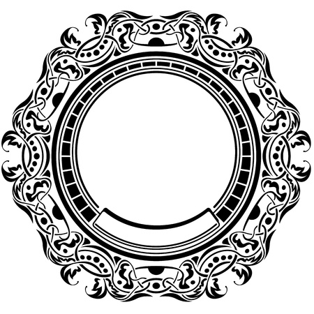 Black frame with ornamental border on white backgroundのイラスト素材
