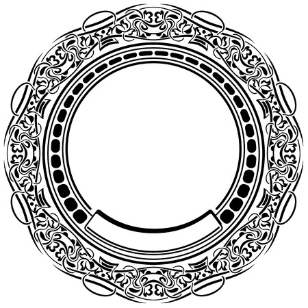 Black frame with ornamental border on white backgroundのイラスト素材
