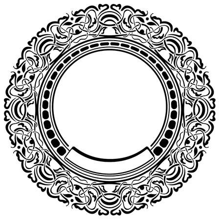 Black frame with ornamental border on white backgroundのイラスト素材