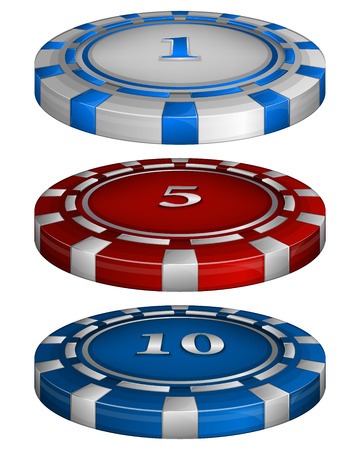 Vector illustration of Casino poker chips with cost 1, 5, 10のイラスト素材