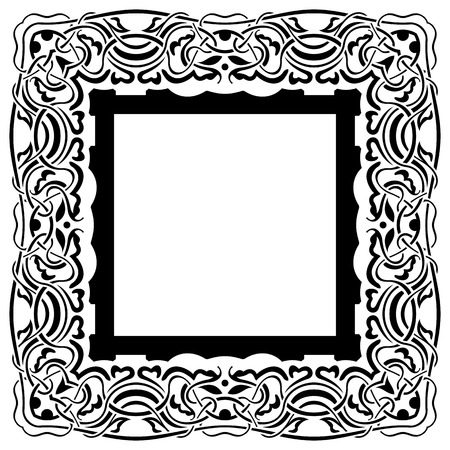 Black frame with ornamental border on white backgroundのイラスト素材
