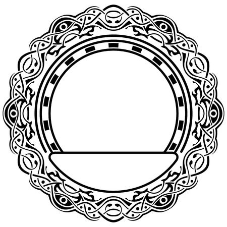 Black frame with ornamental border on white backgroundのイラスト素材