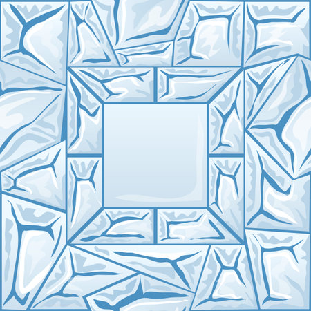 Vector illustration of frame with blue ice seamless patternのイラスト素材