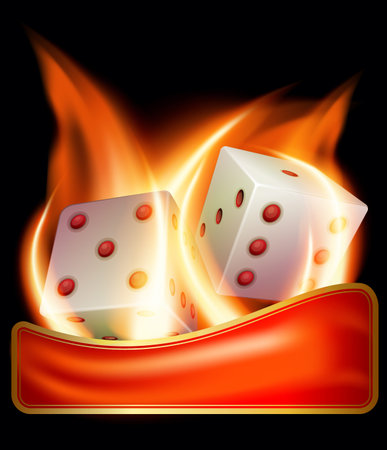 Vector illustration of two burning dices. Transparency used in illustration のイラスト素材