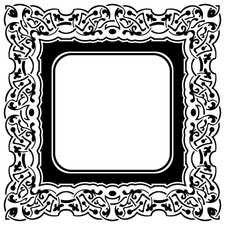 Black frame with ornamental border on white backgroundのイラスト素材