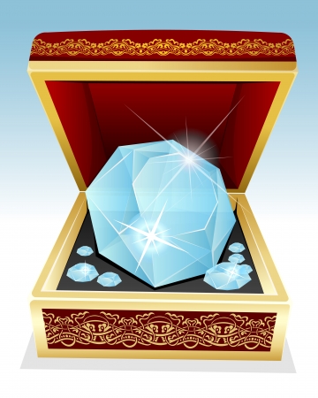 Vector illustration of big brilliant diamond in gift boxのイラスト素材