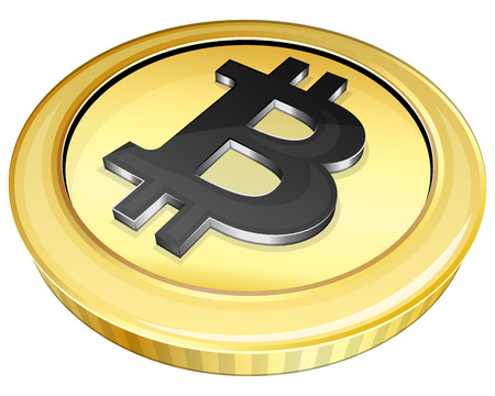 Vector illustration gold bitcoin on white backgroundのイラスト素材