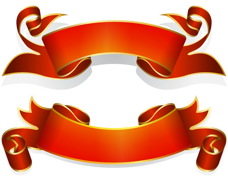 Red ribbon collection isolated on white backgroundのイラスト素材