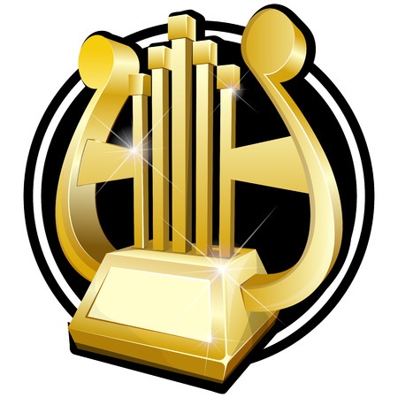 Vector illustration of golden award statuette  Golden harpのイラスト素材