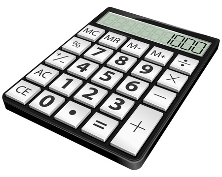 Vector illustration of simple black calculator isolated on whiteのイラスト素材
