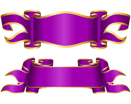 Violet ribbon collection isolated on white backgroundのイラスト素材