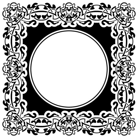 Black frame with ornamental border on white backgroundのイラスト素材