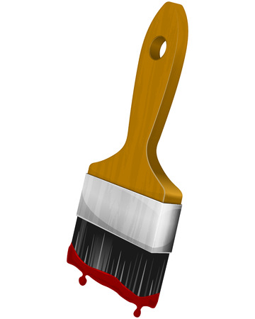 Vector illustration of wooden paint brush on a white backgroundのイラスト素材