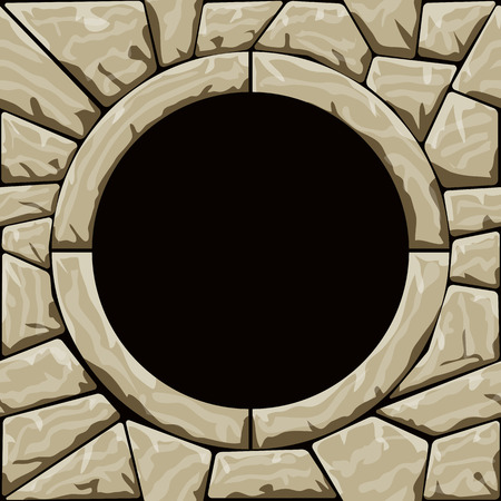 Vector illustration of brown stone seamless pattern with round frameのイラスト素材