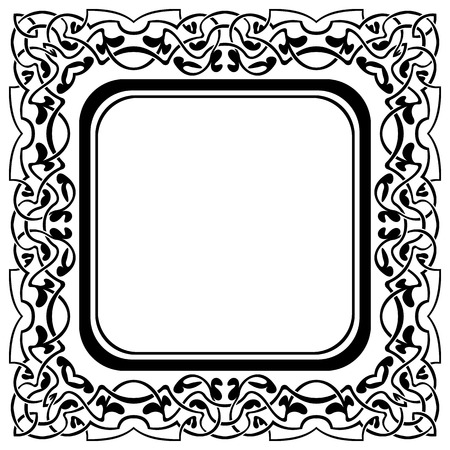 Black frame with ornamental border on white backgroundのイラスト素材