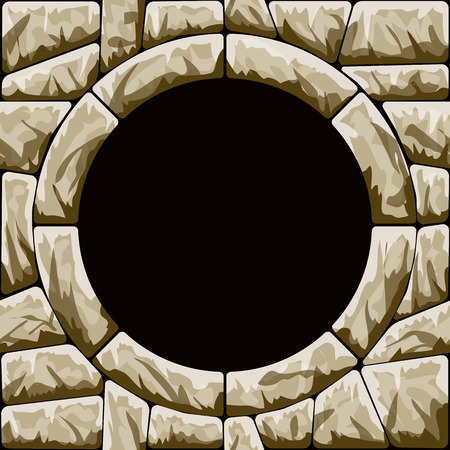 Vector illustration of brown stone seamless pattern with round frameのイラスト素材
