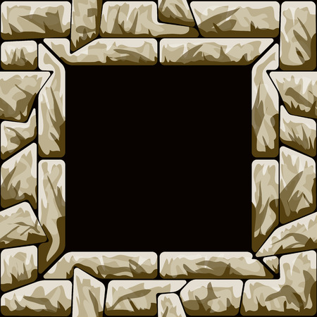 Vector illustration of brown stone seamless pattern with frameのイラスト素材