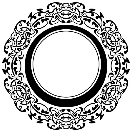 Black frame with ornamental border on white backgroundのイラスト素材
