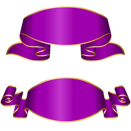 Violet ribbon collection isolated on white backgroundのイラスト素材