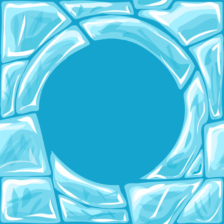 Vector illustration of round frame ice brick seamless patternのイラスト素材