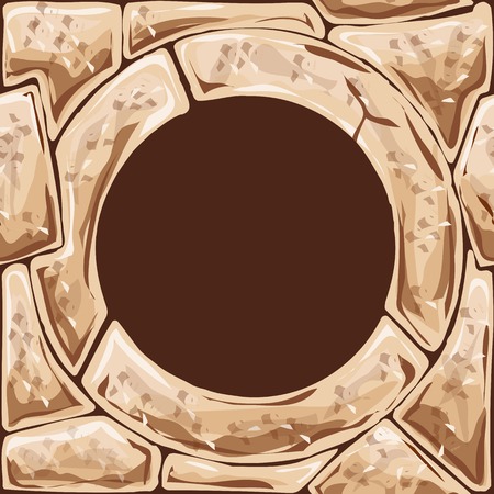 Vector illustration round frame stone seamless patternのイラスト素材