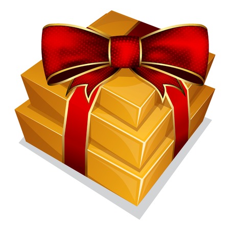 Pile gift box with bow on a white backgroundのイラスト素材