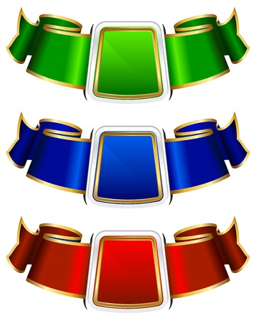 Collection frame with ribbon in 3 color on whiteのイラスト素材