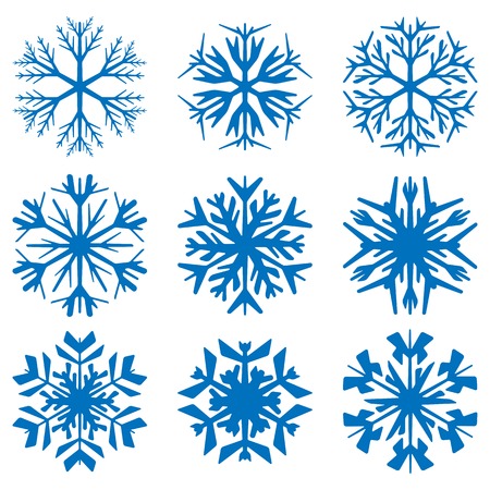 Vector illustration of Geometric blue Snowflakes setのイラスト素材