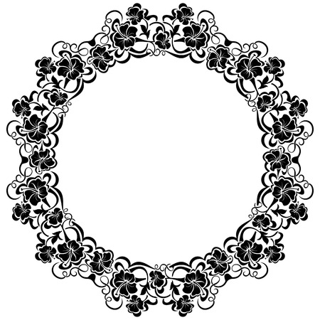 Black frame with ornamental border with flowerのイラスト素材