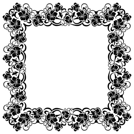 Black frame with ornamental border with heartsのイラスト素材
