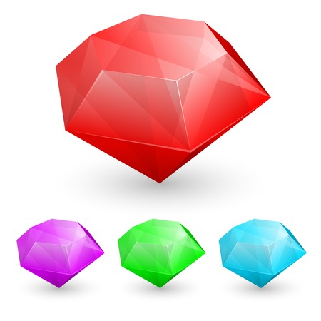 Vector illustration of Set of gems in different colorのイラスト素材