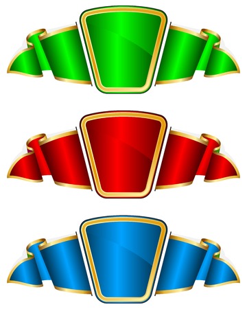 Collection frame with ribbon in 3 color on whiteのイラスト素材