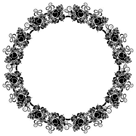 Black frame with ornamental border with heartsのイラスト素材
