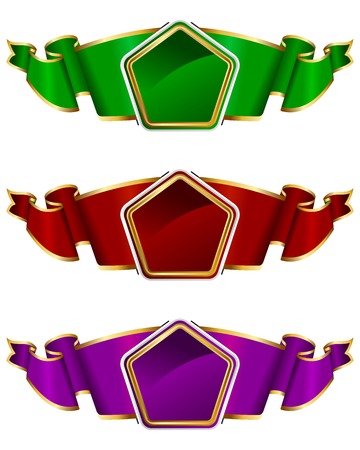 Collection frame with ribbon in 3 color on whiteのイラスト素材