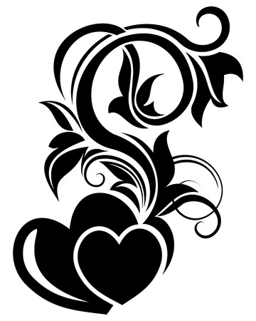 Vector illustration of valentine day floral design elementのイラスト素材